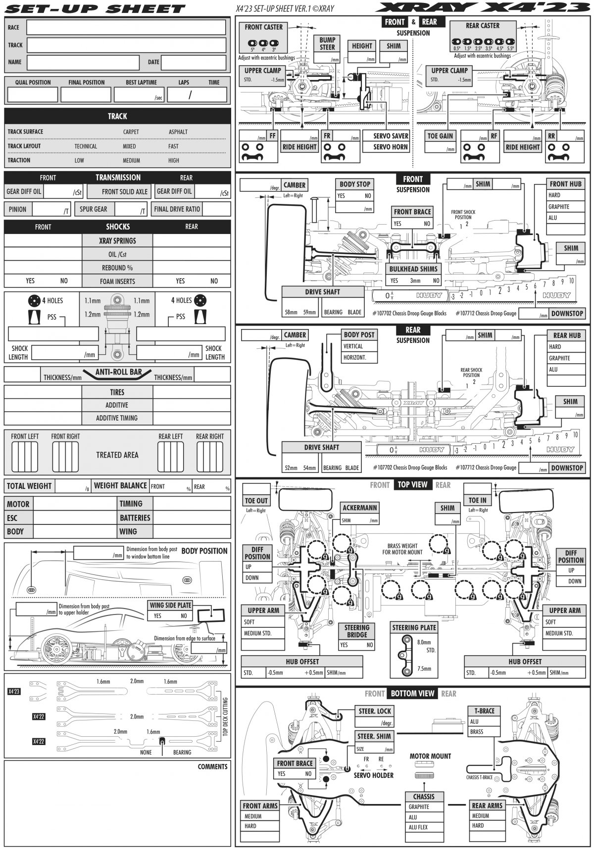 Setup sheets