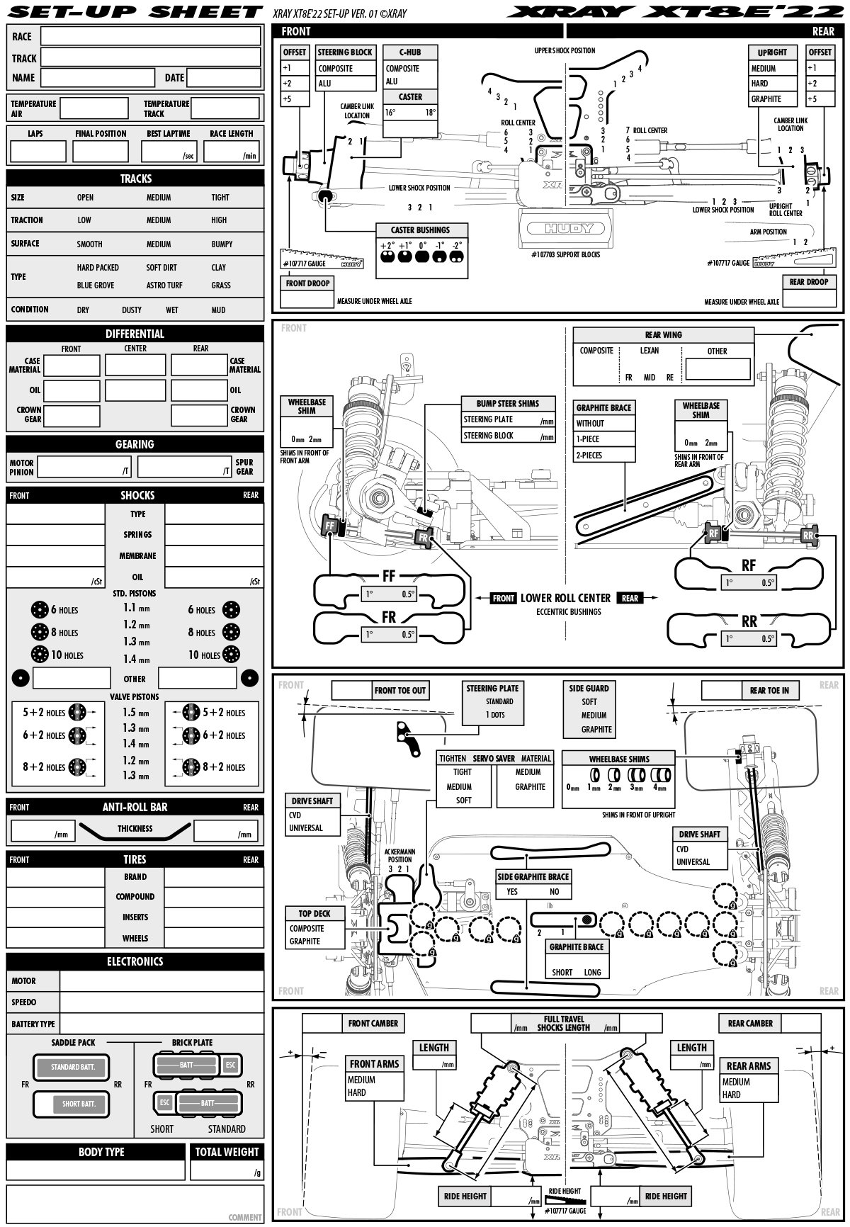 Setup Sheets