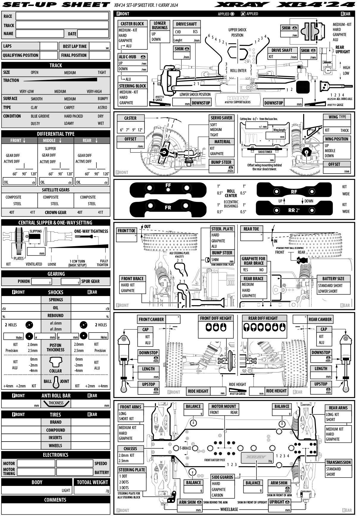 Setup sheets