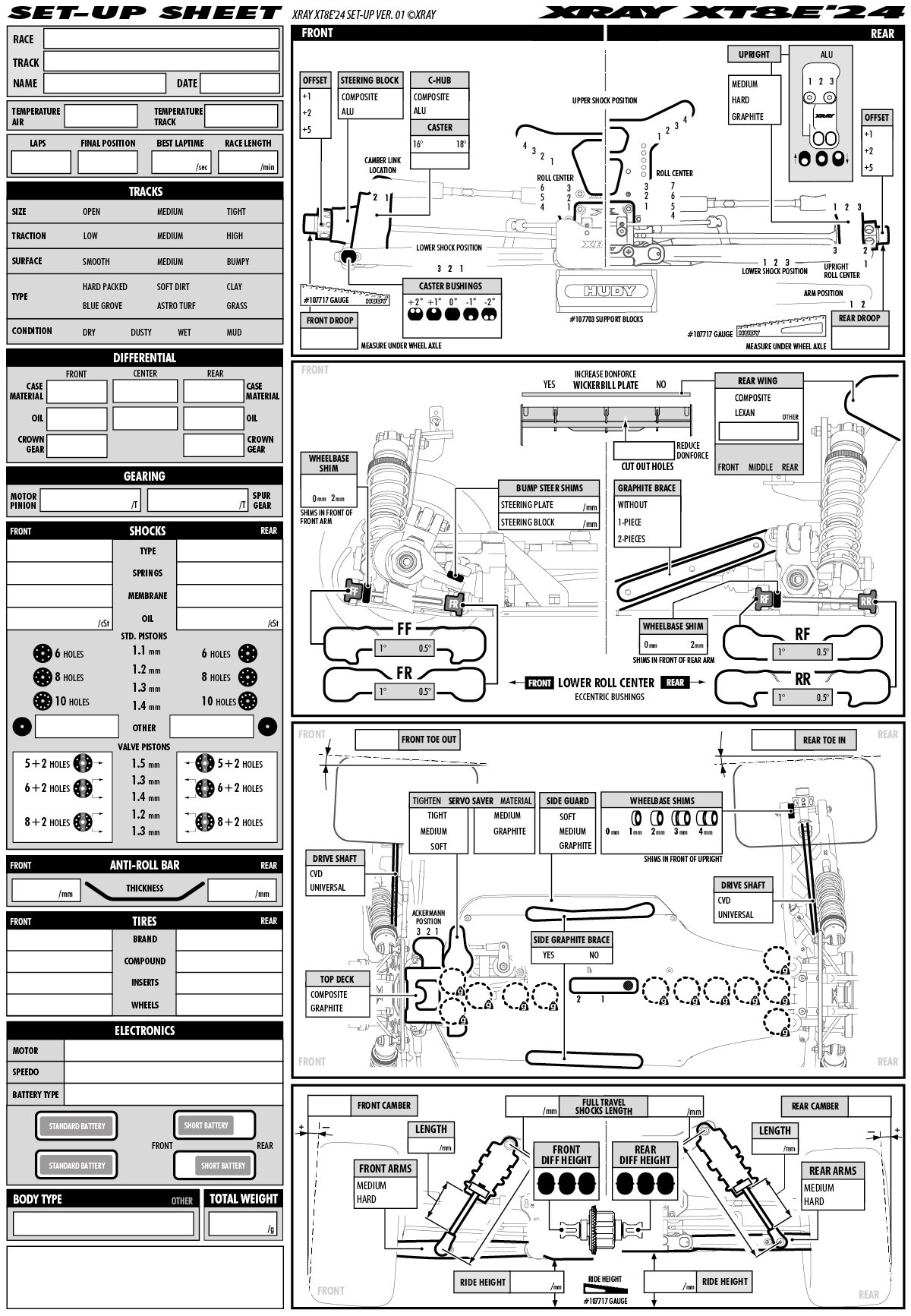 Setup Sheets